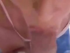 Close up blowjob and cum in her mouth