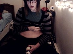 homemade chubby trans jerk & cum with hitachi