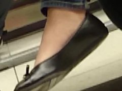 My Asian Friend's Candid Feet in Flats(No Shoeplay)