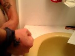 jerking it over the sink then right at you!