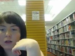 Amateur cam girl flashes tits, ass and pussy in busy public library