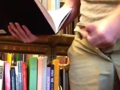 Showing My Hard Cock in the Library