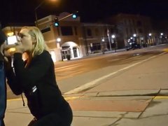 Great public blowjob on a street corner