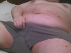 fat man cums big load watching huge tit model