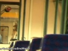 Public daring sex and flashing on a train