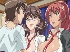 Three huge titted hentai babes gets fucked