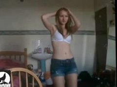 Swedish blonde teen strip tease on webcam
