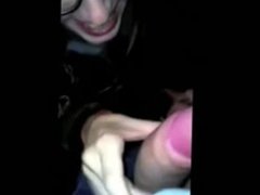 Nerd Girl sucking the dick outdoor