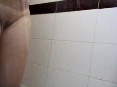 Voyeur big tits girl shaved pussy spy cam on shower