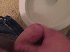 Jacking Off Uncut Cock In Public toilet