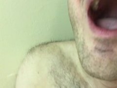 Tonguing and swallowing a little cum