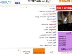 Omegle girl Emily plays game, pushes a brush up her pussy passes on dick.
