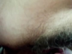 Wifes beautiful hairy cunt in closeup view