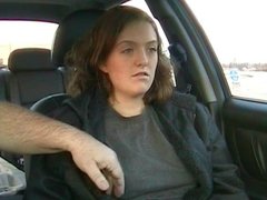 Girl orgasms while made to get naked in car in public