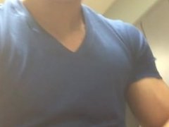 Sexy asian guy ejaculates in public