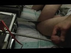 fucking machine with electrode in cock and balls orgasm e-stim cum sounding