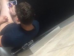 Young wanker caught in public restroom busted