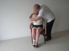 chair tied mature blonde