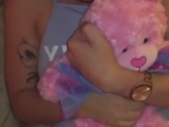 Girl gets fucked while holding her teddy bear