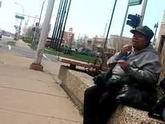 Insane retardly phat ass at bus stop