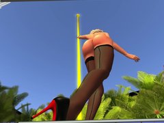 - Second Life - Beautiful girl on pole