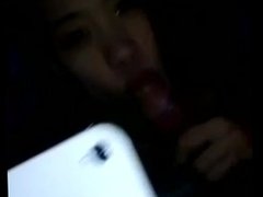 Asian gf taking self while sucking cock