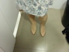 Beige Patent Pumps with Pantyhose Teaser 16
