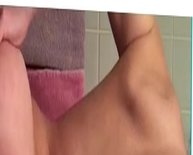 Teen With Small Tits & Big Pussy Lips Plays In Bathroom