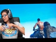 Big Titty GamerGirl Plays PS4 While Trying Not to Cum