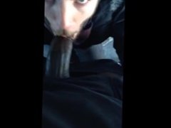 white fag sucks big black cock outside