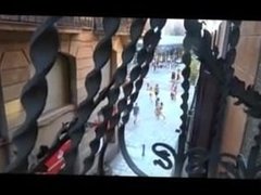 Euro girl masturbates with dildo on Barcelona balcony