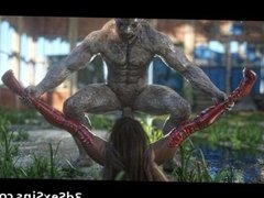 3D Girl Demolished by Mutant Zombies!