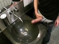 Wanking plus Self Suck plus Cum in public toilets