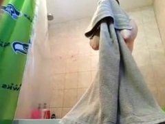 Unaware wife in shower