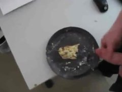 2 guys cum on bread and 1 guys eat it all