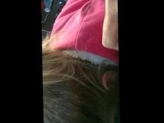 Blonde gal blowing cock in the car