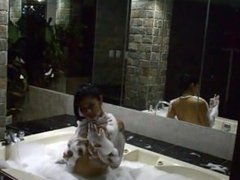 step daughter play with her pussy for daddy on her bubble bath, daddy tapes