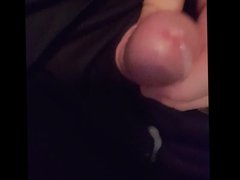 wanking a small load from my uncut cock