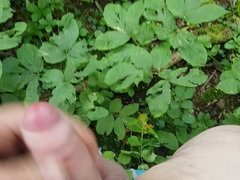 cum shot in the woods