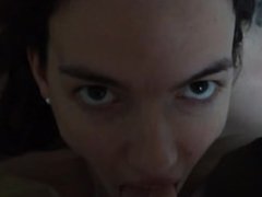 Posh young British brunette with small tits choking trying to deep throat