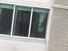 Voyeur female watches couple fuck in hotel an alley over P1