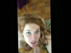 Blonde coworker sucks dick until she gets cum in her mouth