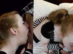 Two TGurls suck and make each other cum