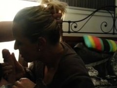 amateur MILF blows his mate then suck's on husbands cock.
