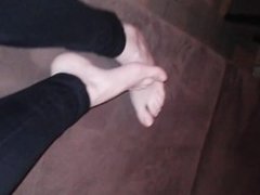 POV - Showing feet to stranger in public