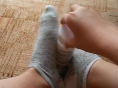 Ankle socks play POV Footjob