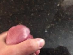 Jerking off in the kitchen