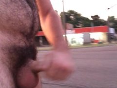 naked and jerking at busy intersection