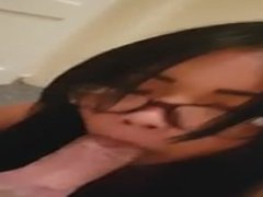 nerdy asian college student sucking her boyfriend