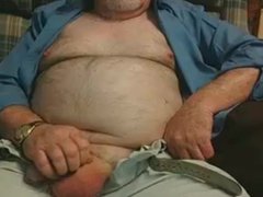 Hairy Grandpa Bear Fondling His Cock